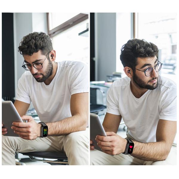 0.96 Inch TFT 2 In 1 Smart Band Blood Pressure Dual Earphone M1 Smart Watch Automatic