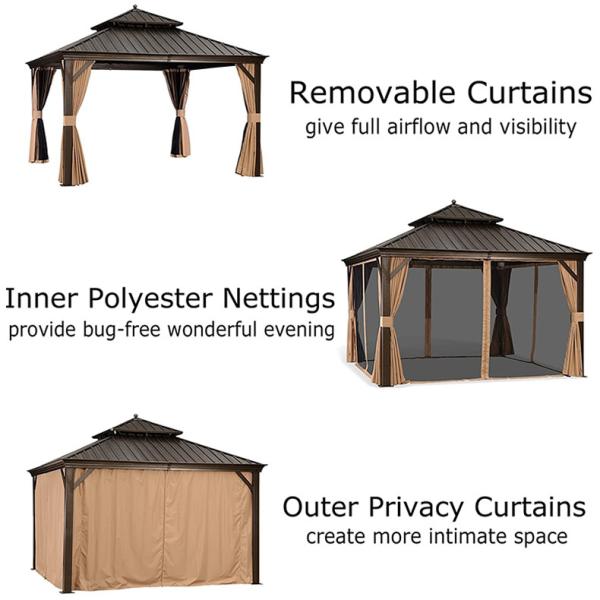 Aluminum Outdoor Hardtop Gazebo Gazebos With Polycarbonate Roof