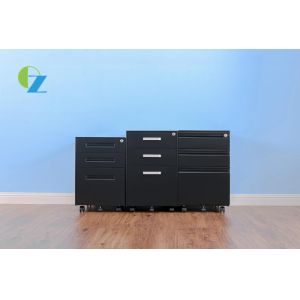 Under Desk Office Mobile Pedestal Cabinet 3 Drawers With Black Color