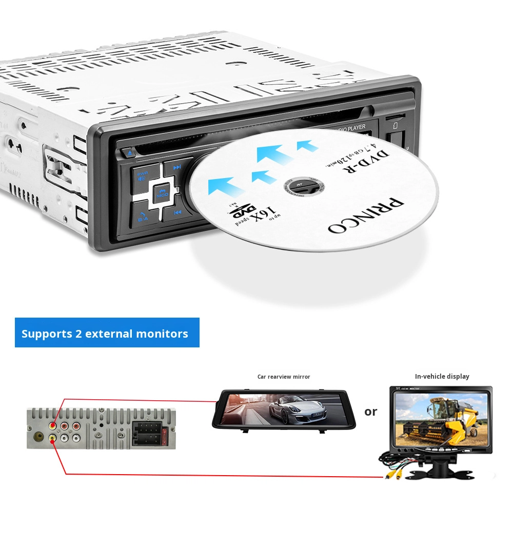 Creatall Single-Dash Dashboard Car for DVD Player for Bluetooth HD Music FM Radio MP3 USB Hands-Free Car Card Slot