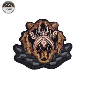 China Brass Color 3D Embroidery Patches Bumble Bee Shape Customized Size For Jackets wholesale