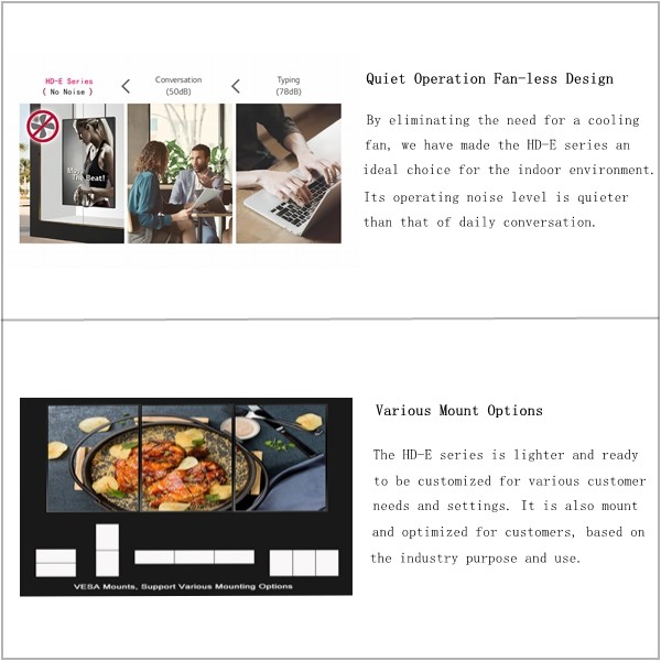 32 Inch Outdoor Indoor Digital Menu Board 1920x1080 Restaurant Slim Bezel