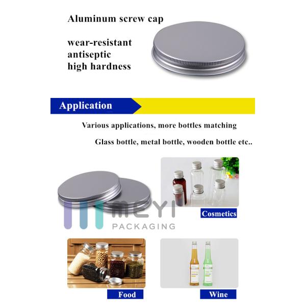 13mm Silver Aluminum Screw Caps , Customized Metal Screw Caps For Glass Bottles