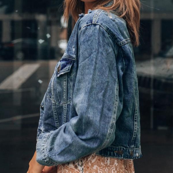 Oem Factory Manufacturer Custom Logo Button Up Ripped Distressed Denim Jacket