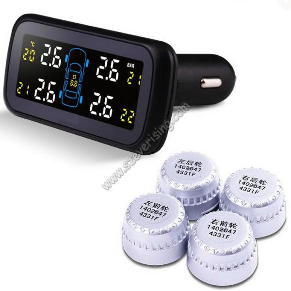 Car TPMS Valve Wheel Pressure Monitoring System with 4 Tire Sensors