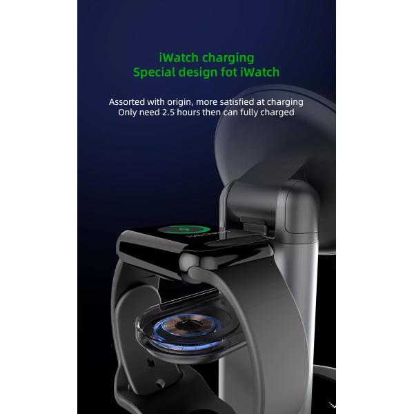 Magnetic 15W ABS Wireless Charging Station For IPhone Airpods Apple Watch