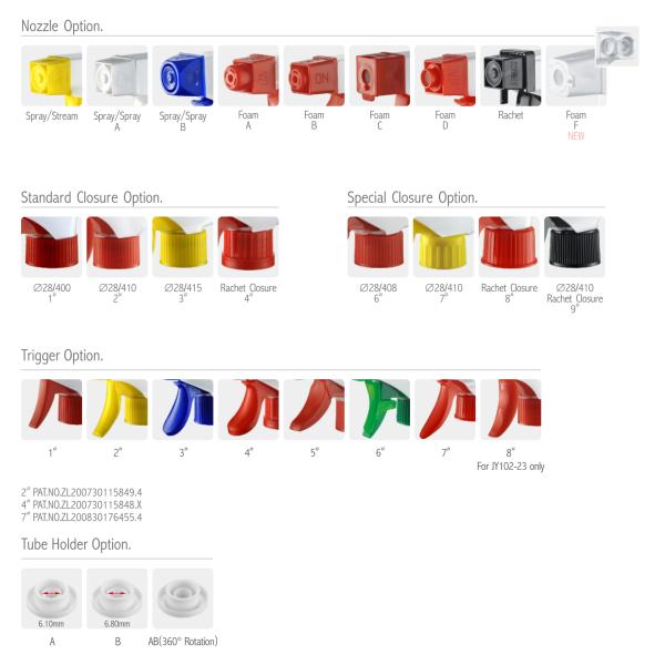 JY102-15 PP Materia Special Shape Trigger Spray Pump 28mm