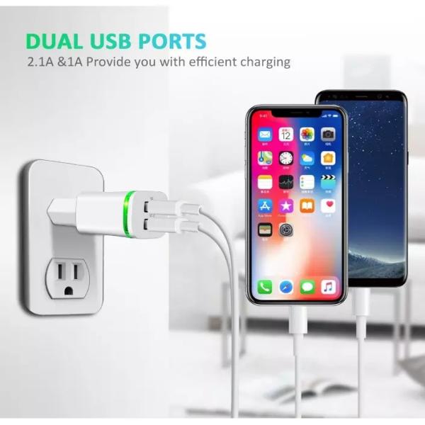 Usb 3.0 Quick Charge Dual Usb Wall Charger Power Adapter Fast Charging With Led Light 10w Mobile Phone