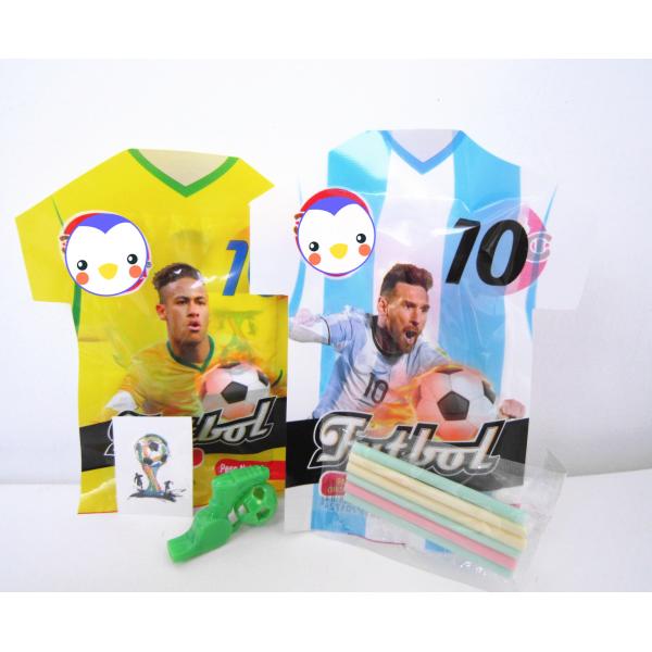 World Cup Multi Fruit Flavor CC Stick Candy With Tattoo Stick And Soccer Whistle