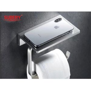 China SUS304 Wall Mounted Tissue Holder With Mobile Phone Shelf wholesale