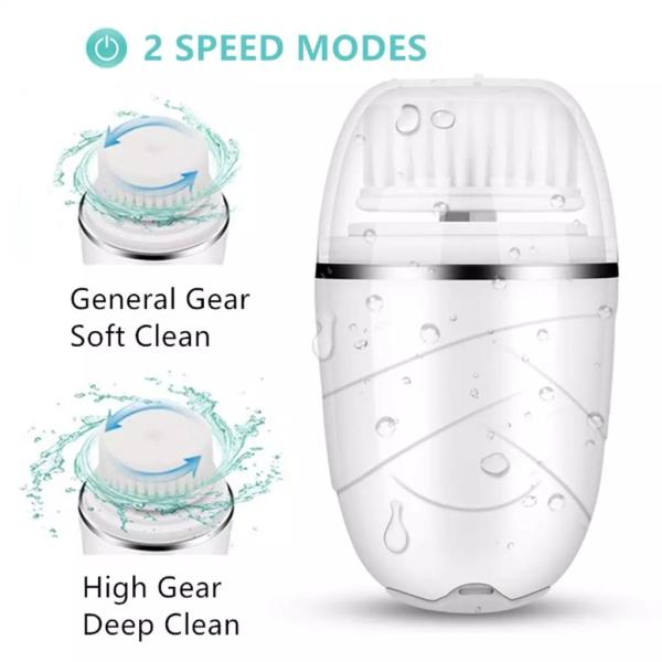 Sonic Waterproof Facial Cleansing Brush - 2 Modes with 3 Brush Heads