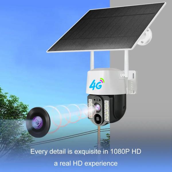 4G Solar CCTV Camera Wireless Outdoor 1080P Solar Battery Powered IP PTZ Camera