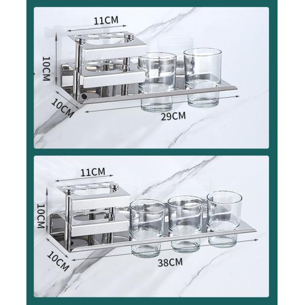 Multifunctional Wall Mounted Bathroom Shelf , Stainless Steel Toothbrush Holder OEM