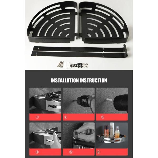 SUS304 Wall Mounted Bathroom Shelf , Mirror Polishing Stainless Steel Shampoo Holder