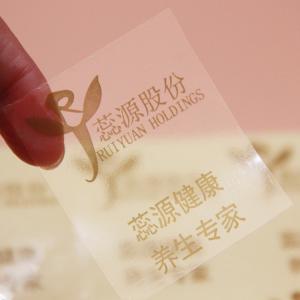 China PVC Transparent Logo Label Stickers Rectangle Shaped With Gold Foil Stamping wholesale