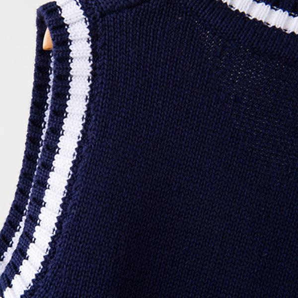 OEM Tartan Knitted Waistcoat 100% Cotton Preppy Sweater Vest For Kids