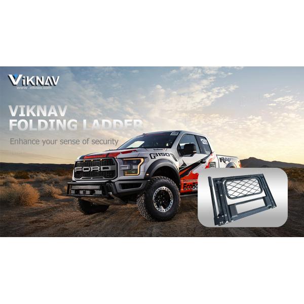 Viknav Foldable Pickup Truck Tailgate Ladder with Grab Handle Heavy Duty Universal Folding Tailgate