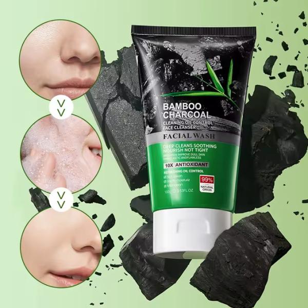 OEM ODM Deep Cleansing And Whitening Bamboo Charcoal Scrub Facial Cleanser