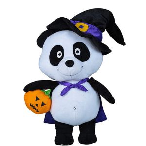 China Panda Design Animated Plush Christmas Toys Lightweight With black Cap wholesale