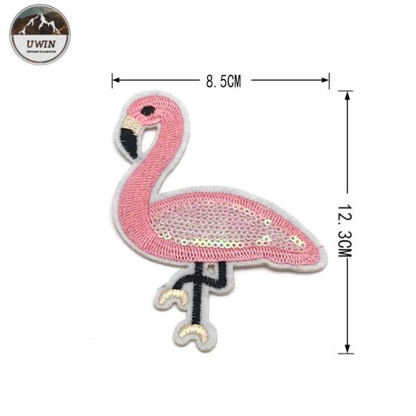 Popular DIY Flamingo Iron On Patch , Pink Flamingo Patches Sequin Material