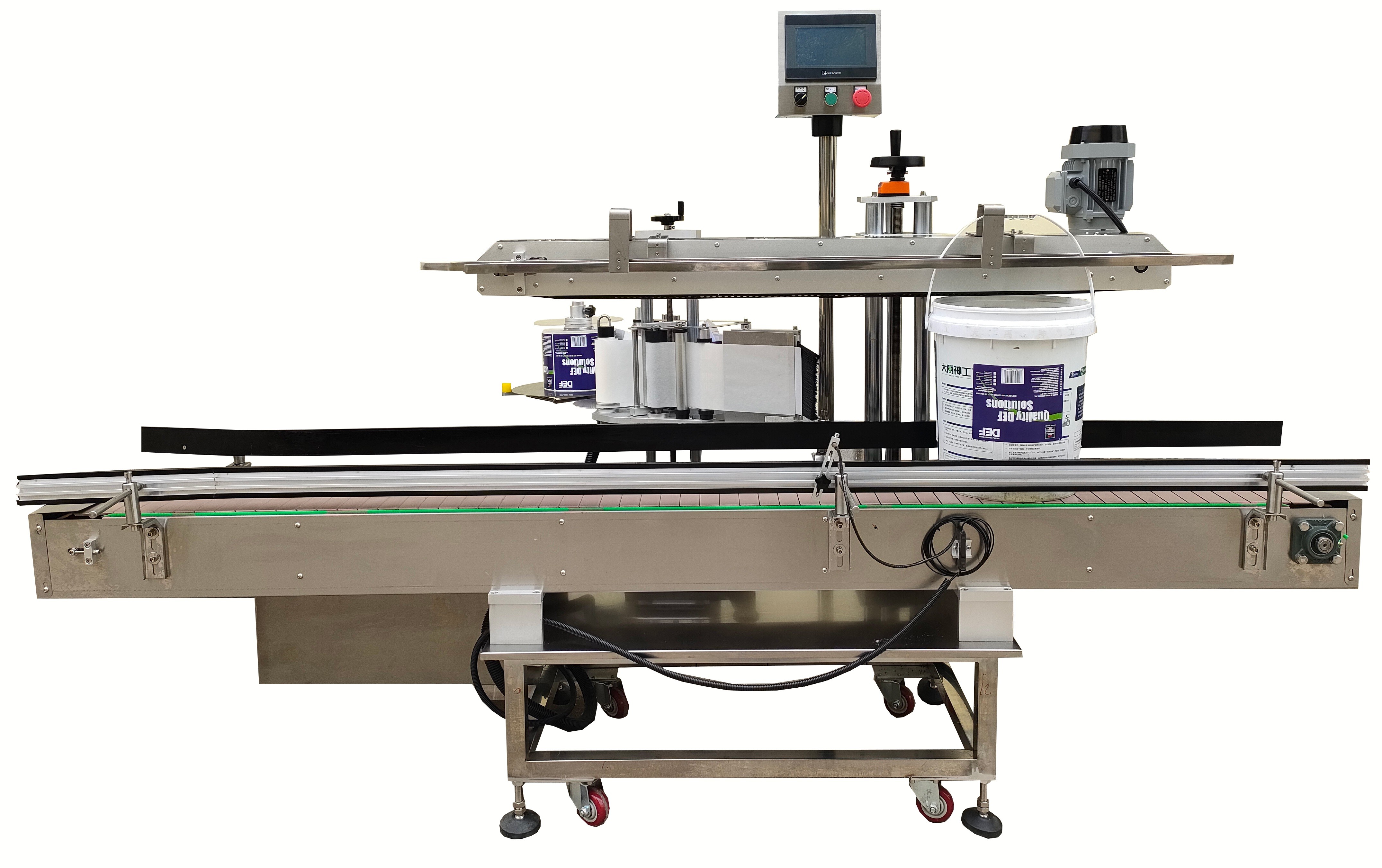 ODM 450kg Big Drum Flat Bottle Labeling Machine Applicator For Oil Paint Bucket