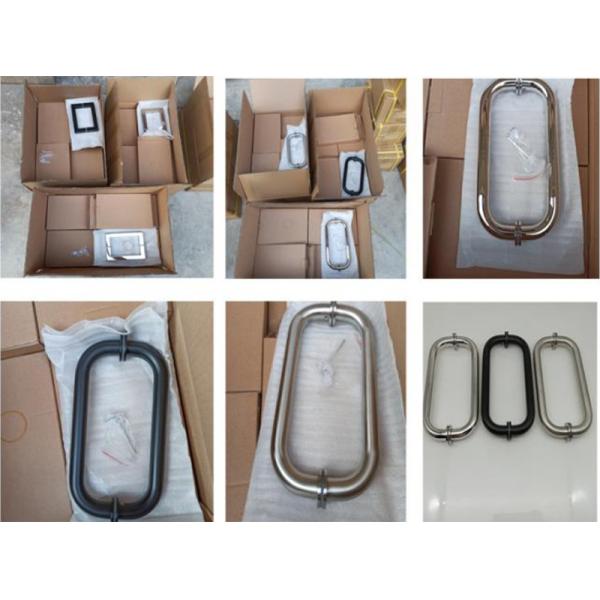 Hotel Round Tube Shower Door Glass Handle Seven And L Shaped High Strength