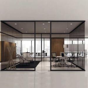 China Scratch Resistant Office Glass Wall Partitions Aluminum Alloy Frame Flat Curved wholesale