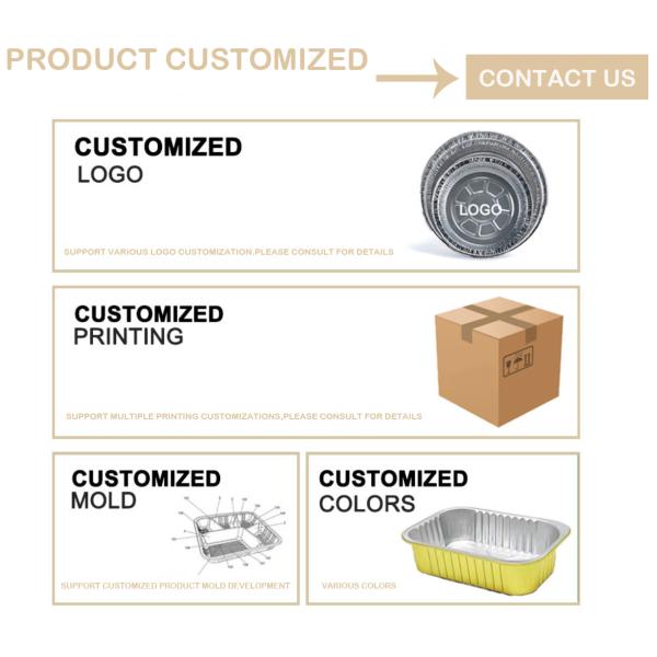 Gold Smooth Wall Heat Seal Lid Takeaway Foil Food Containers With Plastic Cover