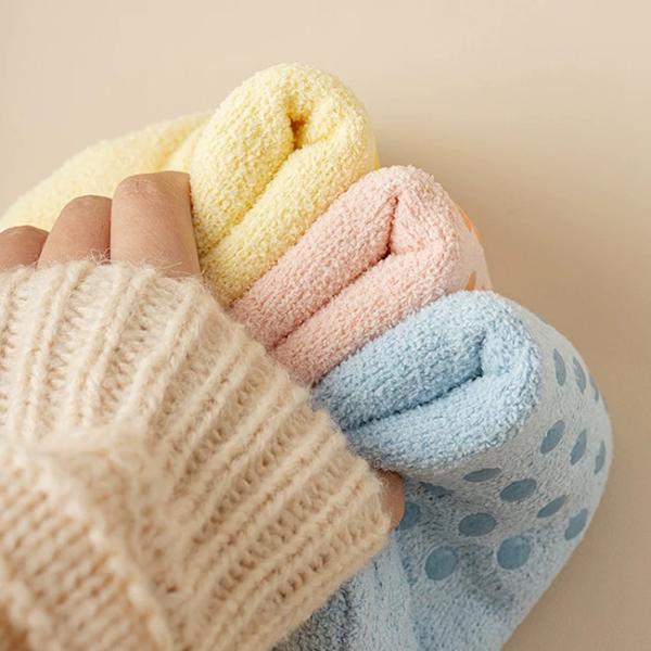 Ankle Fuzzy Thick Warm Home Socks Anti Slip Cozy Fuzzy Slipper Socks With Grippers