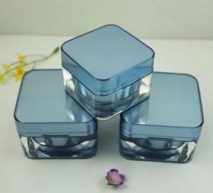 China 50g Blue Round Glass Cosmetic Cream Jars With Smooth Cap on sale