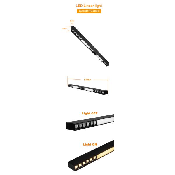 Black 3600LM Linear Pendant Light Fixture 3000K 4000K 6000K