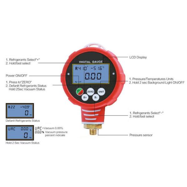 Digital Pressure Vacuum manifolds Gauges Refrigeration Tools 9V