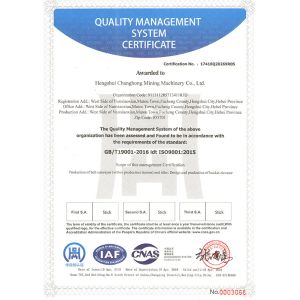 Chang Hong Mining Machinery Co., Ltd. Certifications