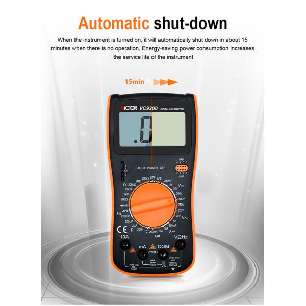VC9208 Manual Range Digital Multimeter LCD Display With Backlight