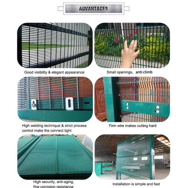 Green Black Galvanized Steel Metal Safety Perimeter Anti Climb Security Welded Mesh Fence