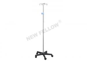 China Hospital Stainless Steel Portable IV Stand Collapsible IV Pole With 5 Castors wholesale