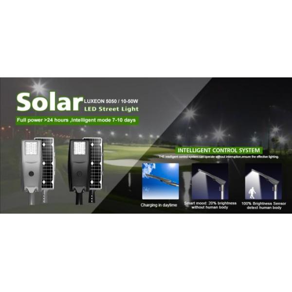 5000k Outdoor Led MPPT Controller Solar LED Street Light With Motion Sensor , Gray & Black Housing 0