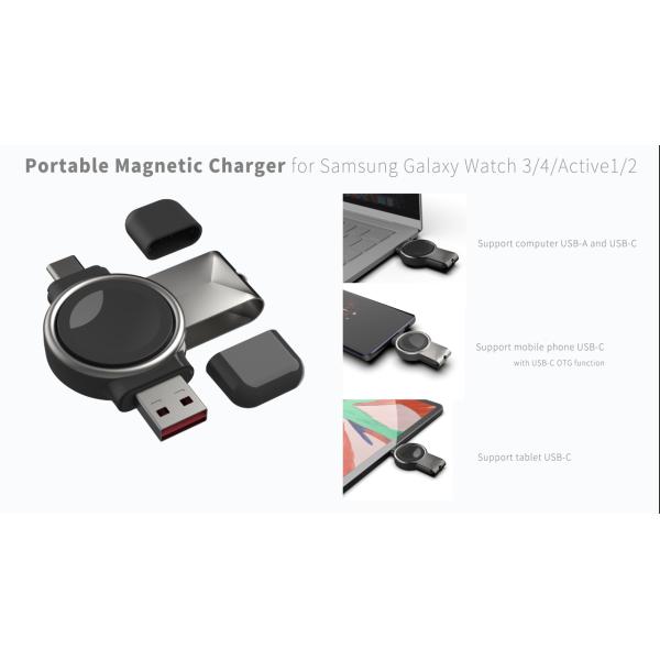 3 Watt Dual Plug Travel Wireless Charger Portable Wireless Charger For Samsung Galaxy Watches