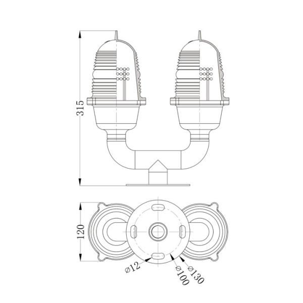 GS-LI/D Double AC110V 220V Aviation Obstruction Light For Tower