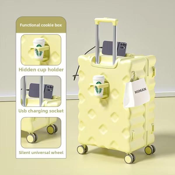 Aluminum Trolley Simple Luxury Modern Large Suitcase Dark Black 360° Spinner Wheels TSA Lock Oversized Check-In Bag for Business Light Weight