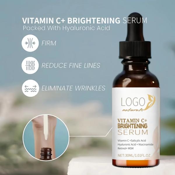 Wholesale Private Label Vegan Vitamin C Serum Anti-Aging Anti-Wrinkle Custom LOGO Rejuvenating Whitening Face Skin Cruelty Free
