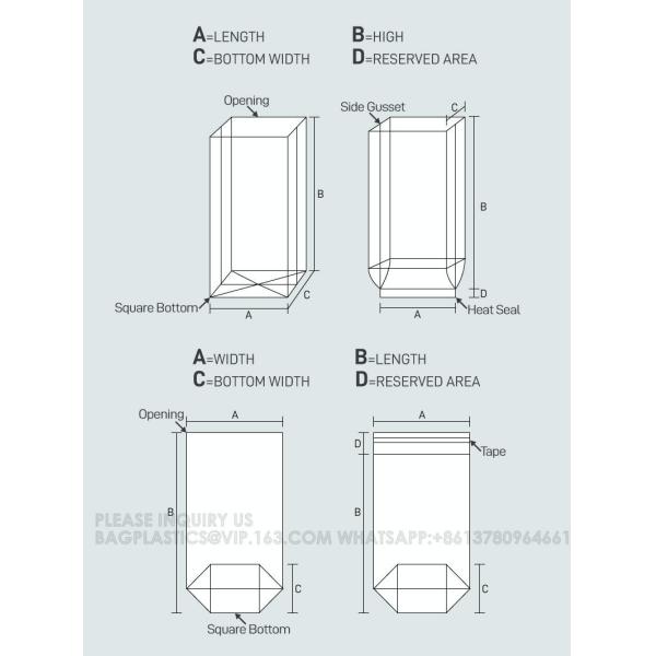 Opp Pla Packaging Bag Candy Bopp Clear Block Bottom Pouch Opp Square Bottom Bag Opp Cello Gusset Square Bottom Bag