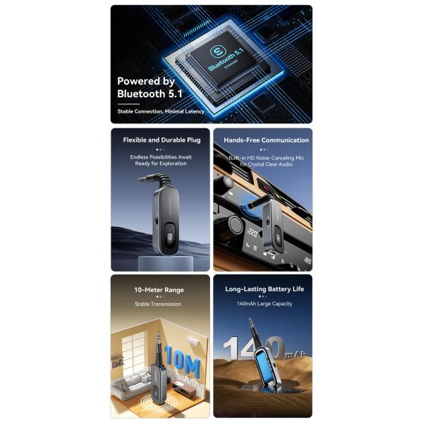 Essager 3.5mm Aux Bluetooth Adapter Receiver Wireless Transmitter