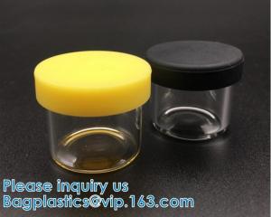 China Concentrate Or Oil Containers, 6ml Clear No Neck Glass Concentrate Container with Silicone Cap on sale