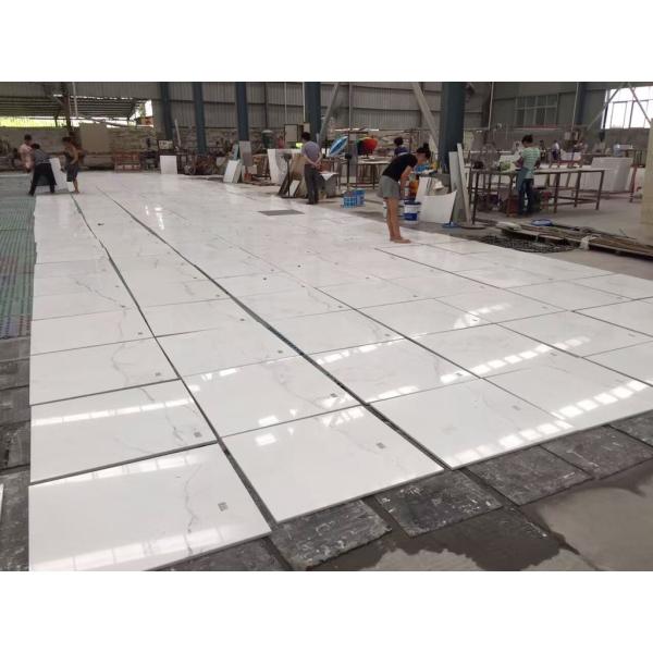 Square Light Grey Marble Stone Slab Natural Stone Floor Tiles With Random Edge
