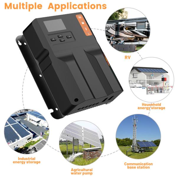 Natural Cooling MPPT Solar Charge Controller with LCD Display and Common In Negative Grounding