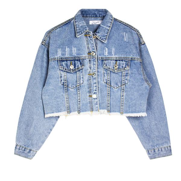 ​Oem Factory Manufacturer Custom Logo Distressed Cropped Jacket Vintage Wash Denim Coat