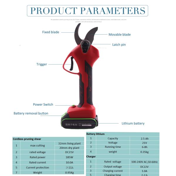 Swansoft 21V Wireless 3.2CM Electric Pruning Scissors Rechargeable Scissors Pruning Scissors Branch Cutt