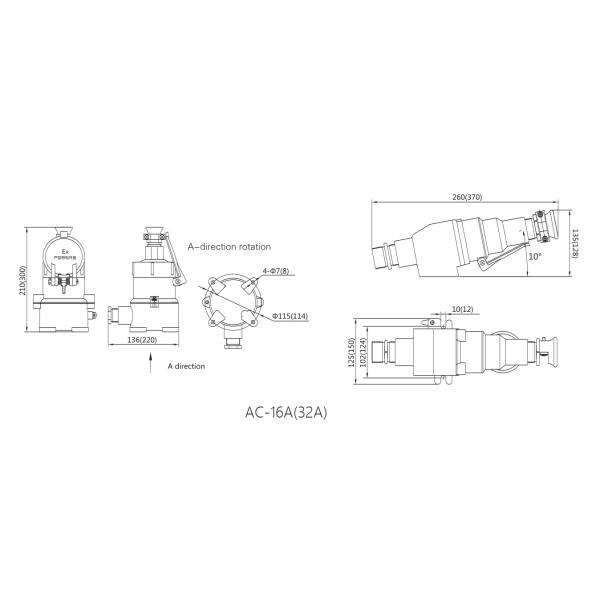380V 16A Explosion Proof Plug And Socket There Phase Four Wire Ex-Proof Plug Socket