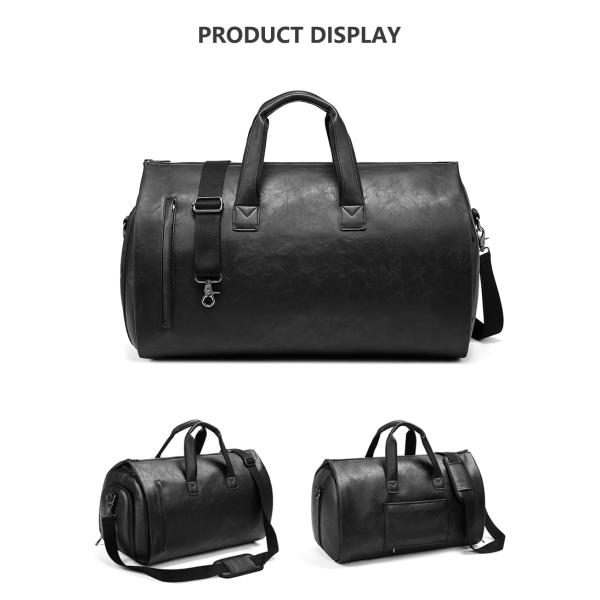 Outdoor PU Leather Travel Duffle Bag Brown With Separate Shoe Compartment